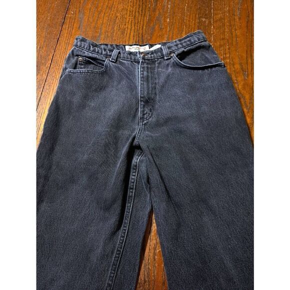Size 10 St Johns Bay Black Relaxed Fit Cotton Denim Jeans w Pockets Belt Loops - Picture 2 of 5